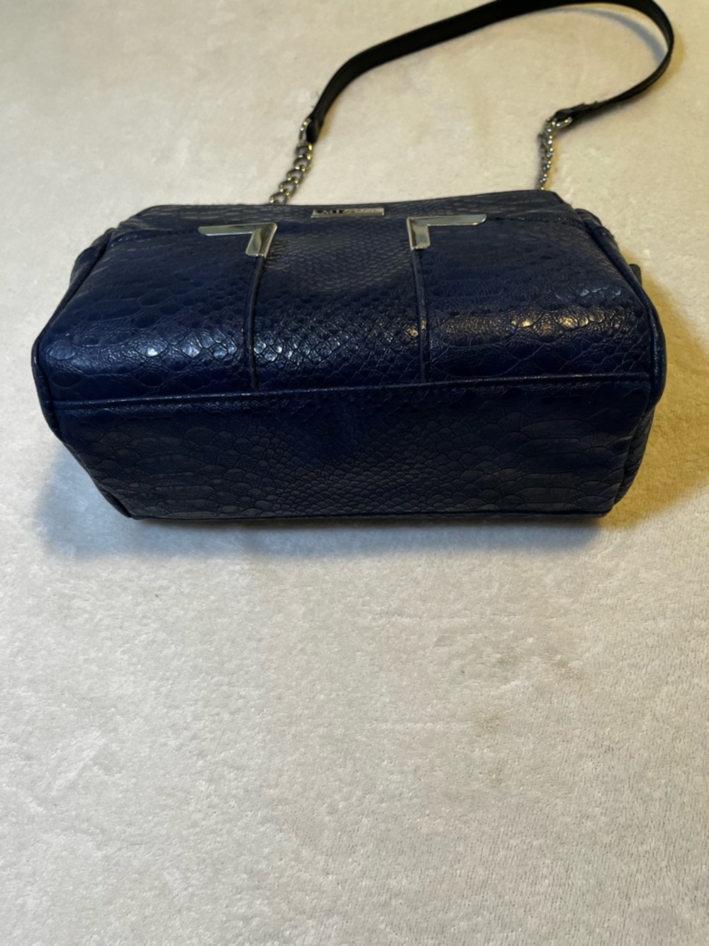 MICHE McCall Navy Snakeskin Embossed Crossbody convertible Shoulder Bag Purse - Picture 7 of 7